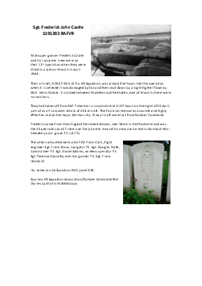 A preview of a PDF biography for Castle, Frederick John